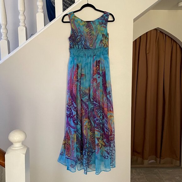 Boho Paisley Print Chiffon Maxi Dress NWT - Picture 3 of 11